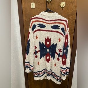 Blue rain oversized knit cardigan Aztec print